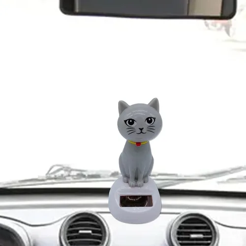 Miniatura 4 de Solar Cat Bobble Head - Juguete para gatos bailando con energía solar para tablero o escritorio gris