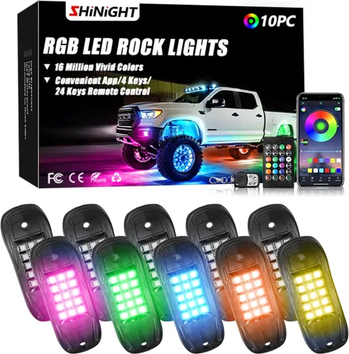 Miniatura 7 de SHINIGHT Luces LED de roca para camiones, kit de 6 cápsulas de luces para Jeep, kit de iluminación exterior con control de aplicación, modo