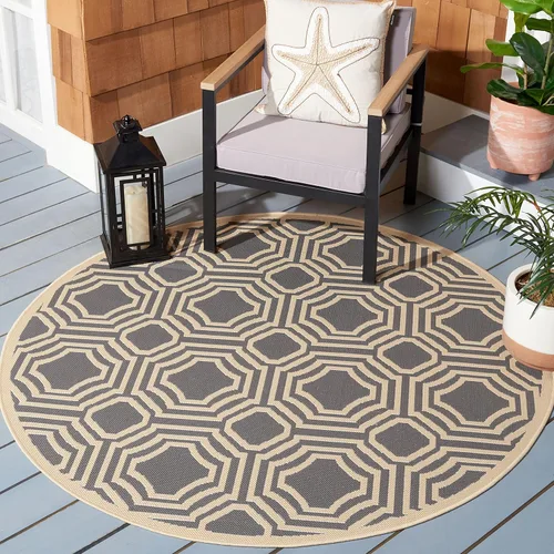 Miniatura 14 de SAFAVIEH Alfombra lavable para exteriores, colección Patio de 2.3 x 6.7 pies, beige y azul marino, no desprende pelusa y es fácil de limpiar, ideal