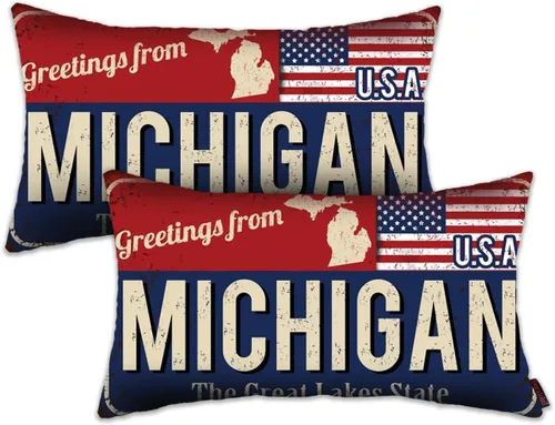 Miniatura 15 de Juego de 2 fundas de almohada de Florida de 12 x 20 pulgadas, decoración de recuerdo de Florida, funda de almohada lumbar con diseño de bandera