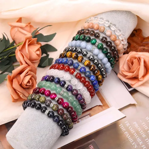 Miniatura 6 de BONNY BOXX Pulsera de piedras semipreciosas de 0.150.230.315 pulgadas (460.315 in) para hombres y mujeres, joyería