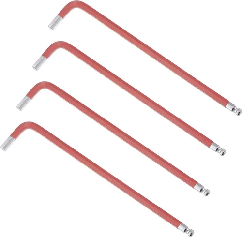 Miniatura 9 de uxcell Llave hexagonal de extremo de bola de 0.197 in, herramienta de reparación de acero S2 en forma de L con brazo largo, 4 piezas Naranja