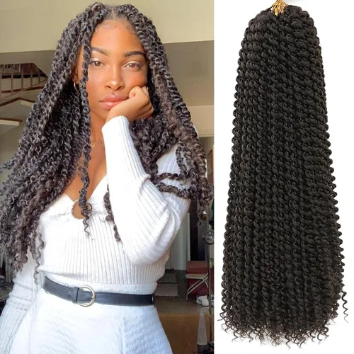 Miniatura 39 de Cabello Passion Twist de 24 pulgadas, 8 paquetes de cabello Passion Twist de ganchillo para mujeres, cabello trenzado Passion Twists largo bohemio