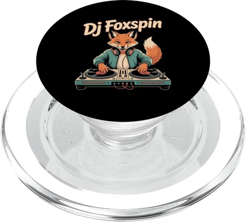 Miniatura 8 de DJ Foxspin - Tocadiscos retro de Fox Music Producer Scene PopSockets Adhesivo PopGrip
