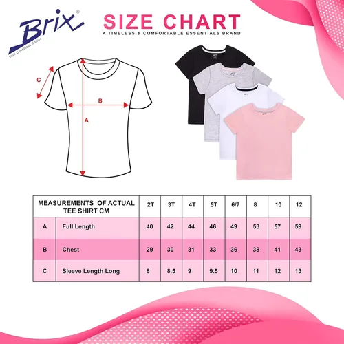 Miniatura 6 de Brix Camisetas de manga corta para niña, paquete de 4 camisetas básicas cómodas y suaves de cuello redondo.