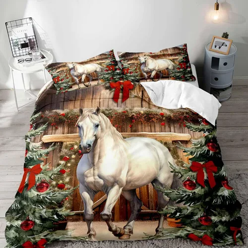 Miniatura 34 de LUVIVIHOME Juego de 3 Piezas de Funda de Edredón de Navidad Tamaño Queen, Juegos de Ropa de Cama, Funda de Edredón a Cuadros Búfalo Negro y Rojo