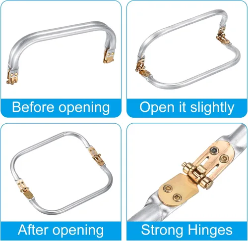 Miniatura 3 de uxcell Marco de metal para bolso, 2 unidades, marco de bloqueo rectangular de 5.9 pulgadas, cierre de cierre de beso, accesorios de repuesto