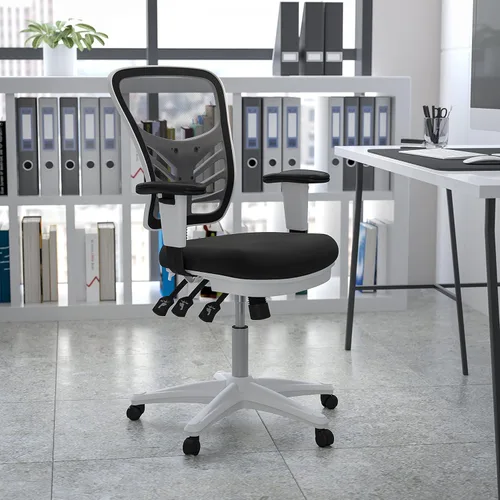 Miniatura 2 de Flash Furniture Nicholas Silla Giratoria de Respaldo Medio para Oficina y Videojuegos, Silla de Oficina Ergonómica de Malla con Soporte Lumbar Malla