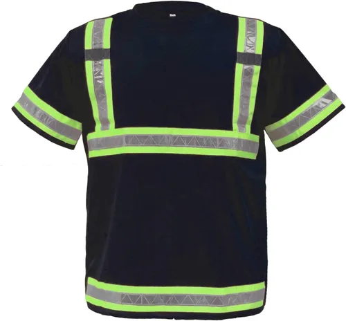 Miniatura 3 de Camisas reflectantes de seguridad para hombres – Camisetas de manga corta de alta visibilidad ANSI Clase 3 engranaje con cinta reflectante Azul