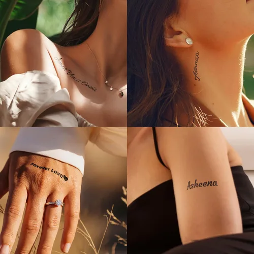 Miniatura 8 de Tatuaje temporal personalizado para adultos con nombre de texto personalizado, adhesivo de tatuaje falso para mujeres y hombres, tatuaje con nombre