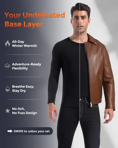 Miniatura 2 de CL convallaria Long Johns - Ropa interior térmica para hombre, forro polar suave, capa base para clima frío, conjunto de regalo