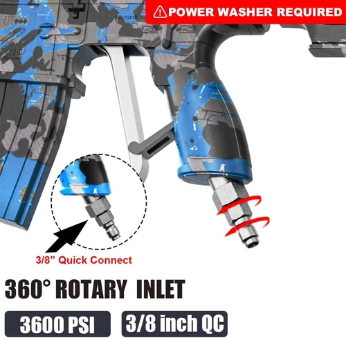 Miniatura 2 de Pistola de lavado a presión con giro – Pistola de pulverización de alta presión de 3600 PSI con enchufe de conexión rápida de 3/8 pulgadas – Mango