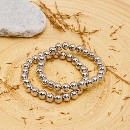 Miniatura 4 de Elegance 11 designs Brazalete grueso apilable de oro, pulseras elásticas de cuentas para mujer, pulsera apilada con cuentas