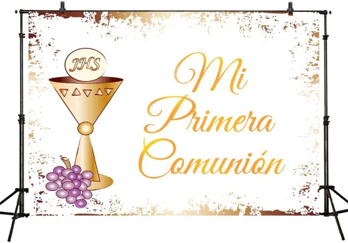 Miniatura 3 de Fondo de comunión Mi Primera de 7 x 5 pies para la primera comunión de niños y niñas, decoración de fiesta de baby shower, decoración para tartas