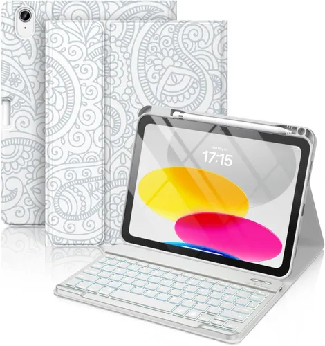 Miniatura 17 de Hamile Funda para iPad de 11ª y 10ª Generación con Teclado - 7 Colores Retroiluminados Inalámbrico Desmontable Funda Folio con Teclado y Soporte