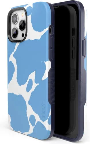 Miniatura 5 de Casely Funda para iPhone 13 Pro Estado de Ánimo Actual Estampado de Vaca Azul Claro Compatible con MagSafe Diseño de Protección Audaz