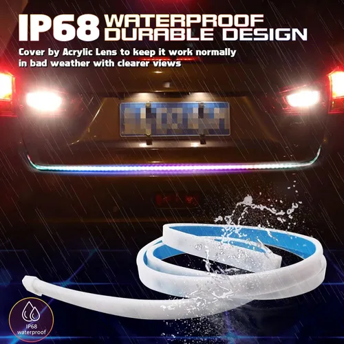 Miniatura 4 de x xotic tech Tira de luces LED flexibles multicolor de flujo secuencial, luces direccionales de circulación diurna, cola de freno, reversa, luz