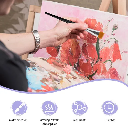 Miniatura 4 de 10 pinceles planos de pintura acrílica de 1 pulgada, pincel de pintura para acuarela, pintura al óleo, acrílico, arte de uñas, manualidades, pintura