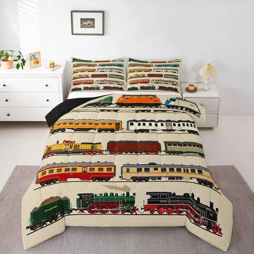 Miniatura 16 de Feelyou Juego de ropa de cama de camión de bomberos, edredón de coche de bomberos y policía para decoración de habitación de niños, tamaño Multi D05