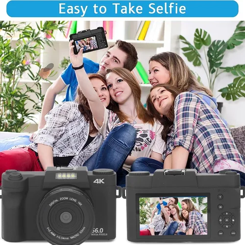 Miniatura 5 de Cámara digital compacta 4K para regalo, cámara de vlogging de enfoque automático de 56MP 16X, pantalla HD de 3.0 pulgadas, mini cámara DV de punto