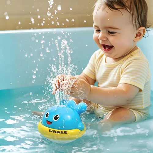 Miniatura 4 de Juguetes de baño para bebés, juguetes de baño con aspersor de ballena iluminada para niños de 1 a 3 años, juguetes de agua de piscina para niños