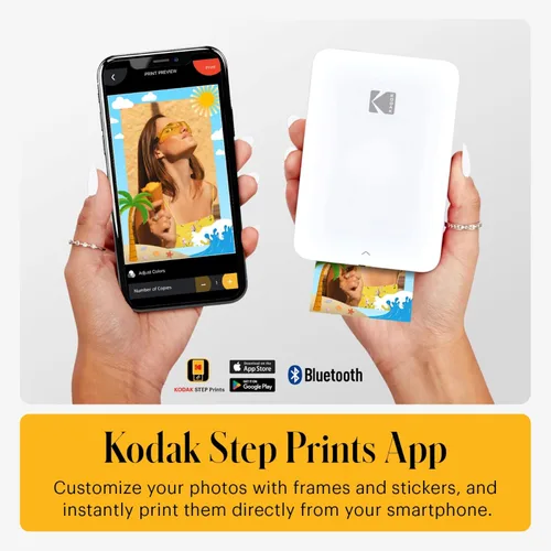 Miniatura 4 de Kodak Impresora fotográfica móvil instantánea Step Slim - Kit: 20 unidades de papel Zink, estuche, álbum de fotos, marcadores, juegos de calcomanías