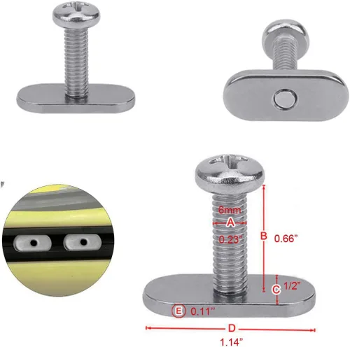 Miniatura 2 de 4 Pcs Rail Track Screws Track Nuts Stainless Steel Screws Nuts Hardware Replacement Kit Accessories for Kayak Canoes Boats Rails Watercraft