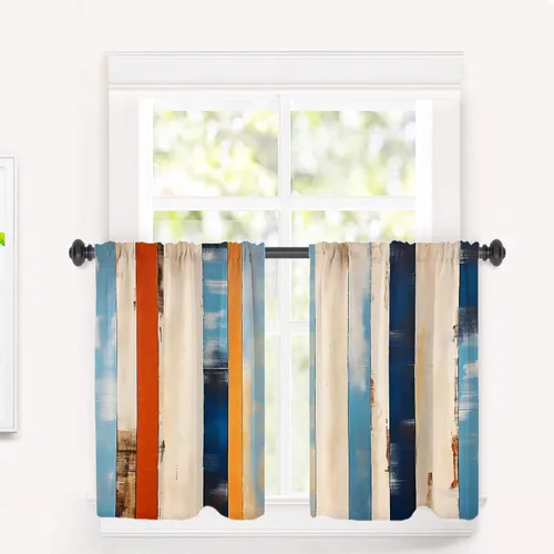 Miniatura 127 de Cortinas opacas de poliéster multicapa para cafetería, con diseño de diamantes, 2 unidades, 26 x 24 pulgadas