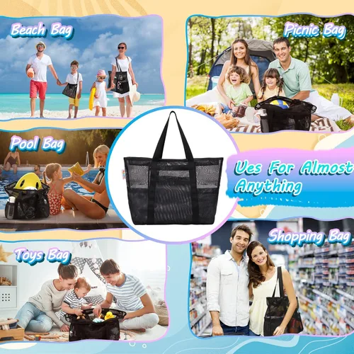 Miniatura 5 de Tagitary Juego de juguetes de playa de arena para niños de 3 a 10 años y bolsa de playa de malla con cremallera, bolsa de playa grande con 8