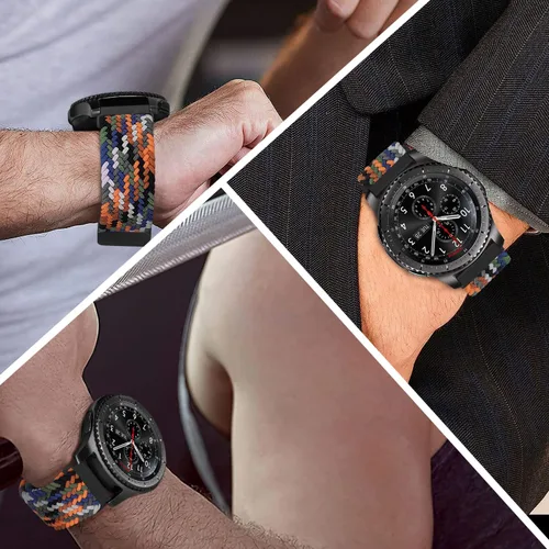 Miniatura 5 de Compatible con Galaxy Watch 1.811 in/Galaxy Watch 3 1.772 in/Gear S3 Frontier Classic Band Nylon trenzado elástico elástico Solo Loop Correa