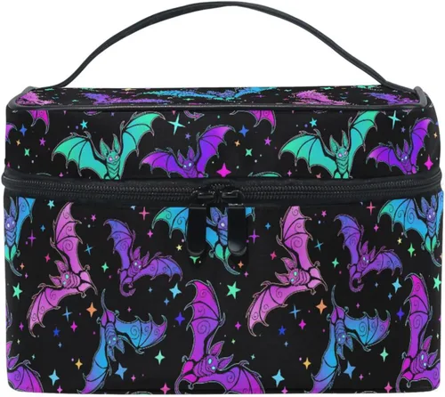 Miniatura 40 de Bolsa de Maquillaje, Estuche de Maquillaje Organizador de Viaje con Diseño de Calavera y Flores, Estuche de Cosméticos, Bolsas de Aseo para Niñas