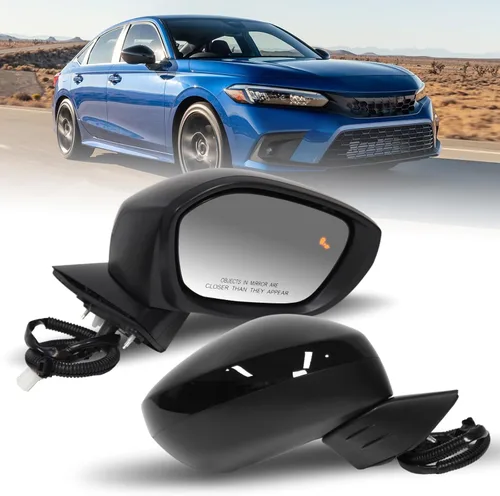 Miniatura 12 de Espejo lateral derecho del pasajero compatible con Honda Civic Sedan/Hatchback 2022, 2023, 2024, 2025, espejos con cristal eléctrico, sin 3 pines-BK
