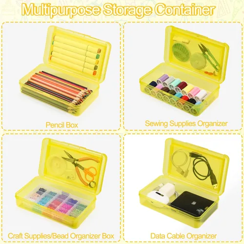 Miniatura 5 de Meiikun Caja de Lápices, Cajas de Lápices de Gran Capacidad 2 Compartimentos, Estuche Rígido de Lápices con Tapa Hermética, Caja Organizadora de 1