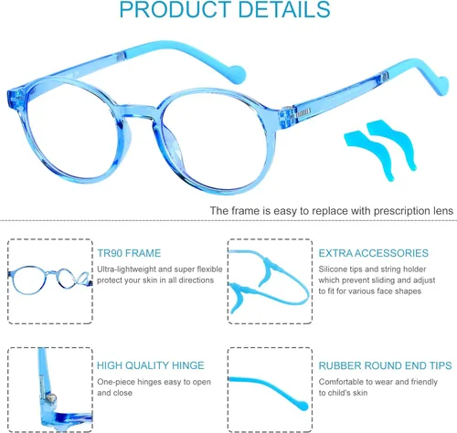 Miniatura 3 de ANDWOOD Gafas de luz azul para niños, niñas, niños, computadora, juegos, anti rayos azules, gafas de sol polarizadas de 3 a 12 años