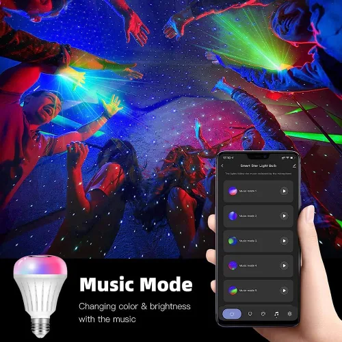 Miniatura 5 de Lámpara de pie LED con estantes y salidas AC/USB, bombilla inteligente Galaxy Star, proyector que cambia de color y luces controladas por