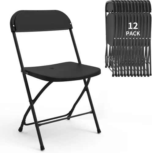 Miniatura 21 de SHGJ&SOFT Juego de 2 sillas plegables con asientos y respaldos acolchados, silla con marco de metal negro para interiores y exteriores, oficina