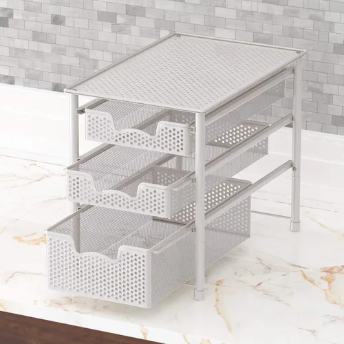 Miniatura 5 de Simple Houseware - Cajón organizador apilable de 3 niveles, color blanco