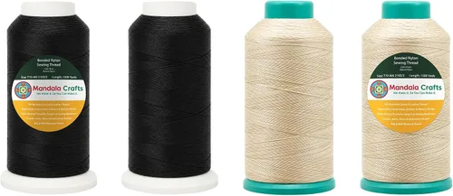 Miniatura 352 de Mandala Crafts - Hilo de nailon para coser cuero, tapicería, mezclilla y para trenzar el pelo; resistente, 1500 yardas, tamaño 69 T70 Marrón