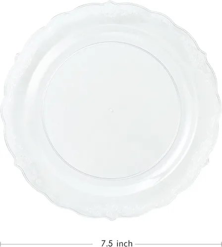 Miniatura 4 de Upassion 100 Piezas Platos de Plástico Transparente - Platos Desechables Transparentes para Cena de 7.5 Pulgadas - Platos Desechables Duros Premium