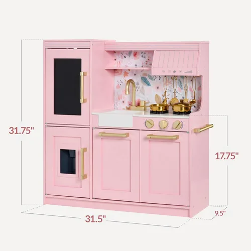 Miniatura 2 de Best Choice Products Cocina de juego de simulación para niños, juego interactivo de madera para niños, pizarra enmarcada para guardar juguetes, 11
