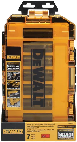 Miniatura 2 de DEWALT DWMT74736, Juego de llaves de impacto de accionamiento profundo de 7 piezas SAE, 1/2 pulgada, caja resistente