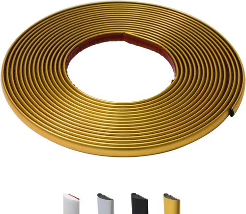 Moldura de pared para despegar y pegar de 26.2 pies, moldura flexible en forma de D, color dorado mate para salpicaduras, espejos, paredes, ventanas