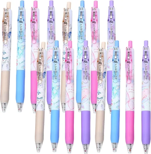 Miniatura 13 de 8 bolígrafos retráctiles estéticos de gel, bolígrafos de escritura de tinta con punta fina suave de 0.020 in, bolígrafos de impresión novedosos