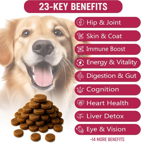 Miniatura 2 de Multivitaminas masticables con probióticos para perros, vitaminas y suplementos para perros, 140 golosinas, multivitamínico para perros mayores