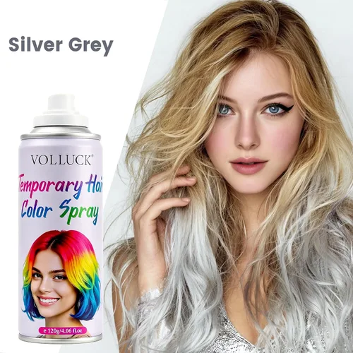 Miniatura 3 de Spray de color gris temporal para el cabello, color plateado, tinte para el cabello de 1 día para niños, mujeres y hombres, color de cera gris