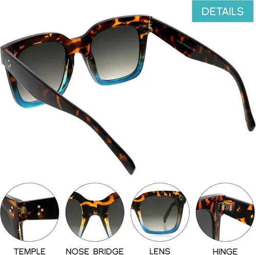 Miniatura 3 de zeroUV - Gafas de sol cuadradas retro de moda de gran tamaño para mujer estilo vintage 1.969pulgadas