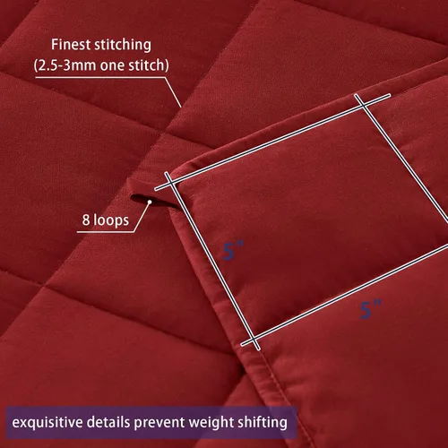 Miniatura 4 de Yescool - Manta con peso para adultos (15 libras, 60 x 80 pulgadas, roja), manta de enfriamiento pesada para dormir, 140-160 libras, manta Rojo