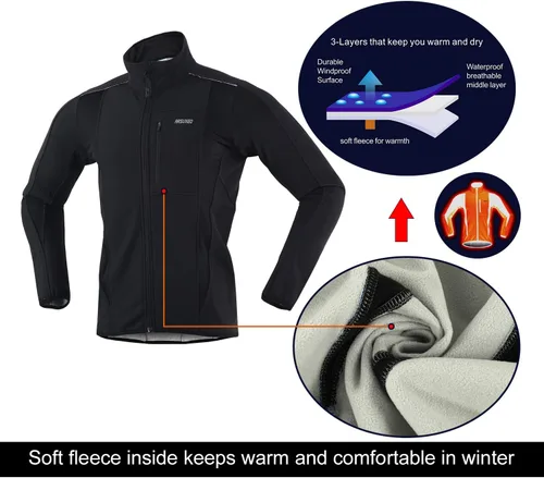 Miniatura 9 de Chaqueta térmica para ciclismo (tejido Softshell, resistente al viento, impermeable, 15K) de ARSUXEO