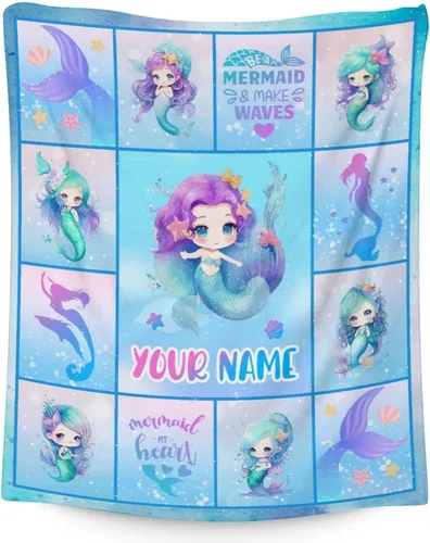 Miniatura 23 de Manta de cola de sirena, suave, mullida y cálida, manta pequeña de 30 x 40 pulgadas para sofá, oficina, colorida y bonita, regalos para niñas