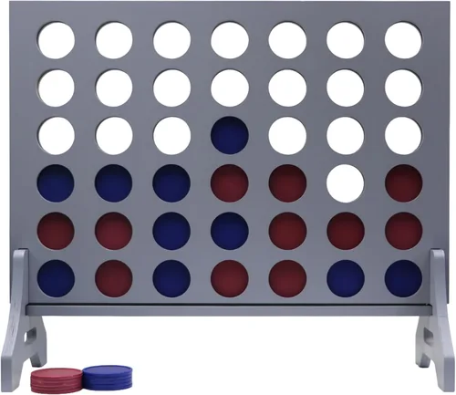 Miniatura 91 de Juego gigante 4 en una fila para familia y adultos – Tailgating Pros Jumbo de madera gris cuatro en una fila juego de patio para interiores